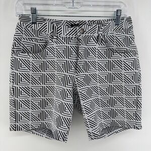 ST33LE Shorts Mens sz 26 W Black White Geometric Print Stretch Zip Fly Knit